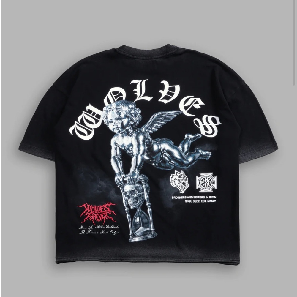 Sold out PREMIUM RAW HEM "BOX CUT" UNISEX TEE cherub